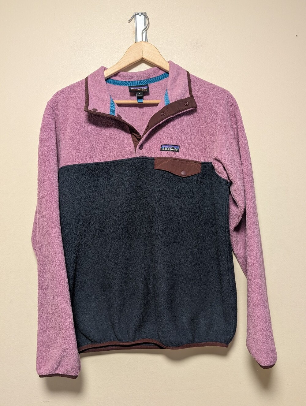 Patagonia Synchilla Snap-T Fleece Pullover Medium Mauve Navy Brown